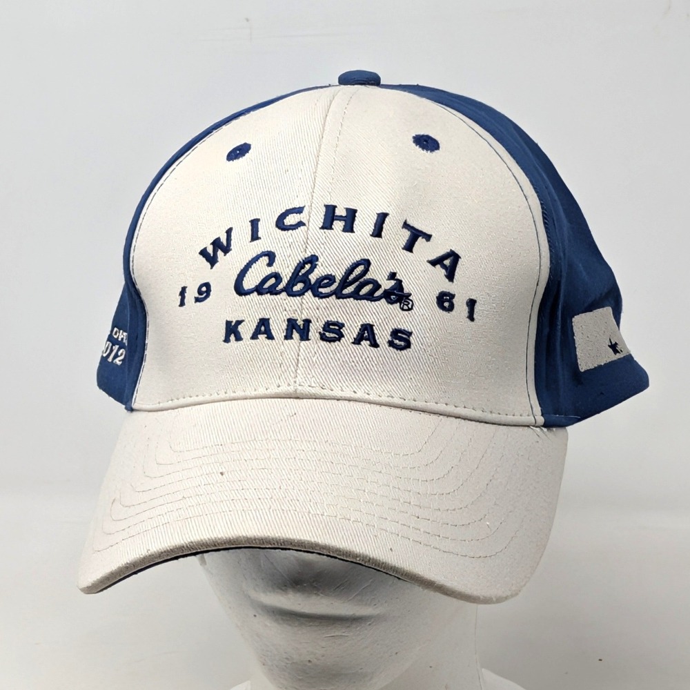 Cabelas Wichita Kansas Grand Opening 2012 Hat Blue Cream Cotton Baseball Cap